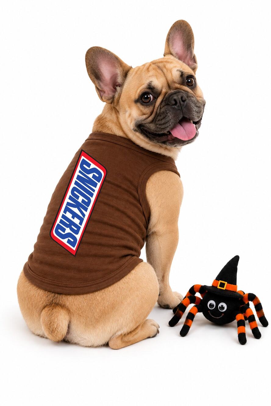 Snickers Halloween Costume For Dogs, Candy Bar Pet Shirt NWT